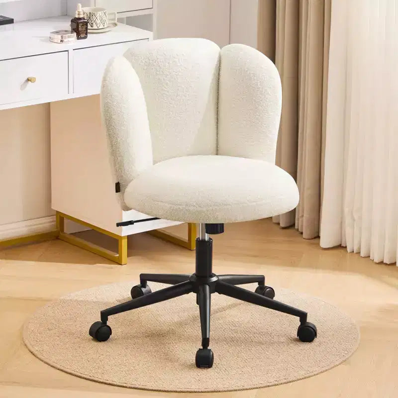 Chaise de coiffeuse rembourrée sans accoudoirs, chaise d'appoint en tissu bouclette pour chambre, dressing ou bureau à domicile