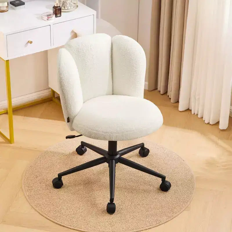 Chaise de coiffeuse rembourrée sans accoudoirs, chaise d'appoint en tissu bouclette pour chambre, dressing ou bureau à domicile