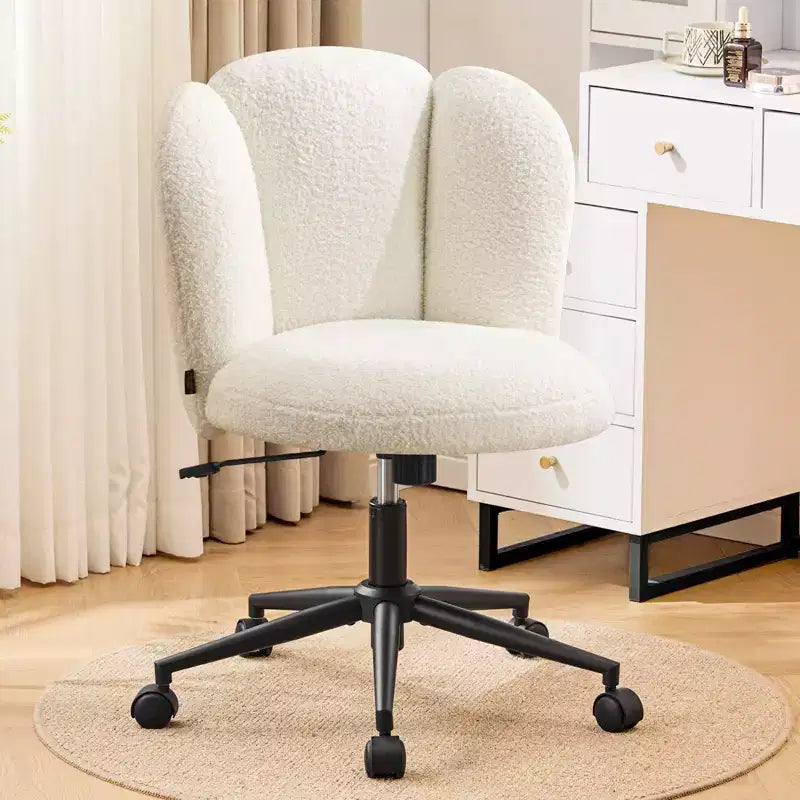 Chaise de coiffeuse rembourrée sans accoudoirs, chaise d'appoint en tissu bouclette pour chambre, dressing ou bureau à domicile