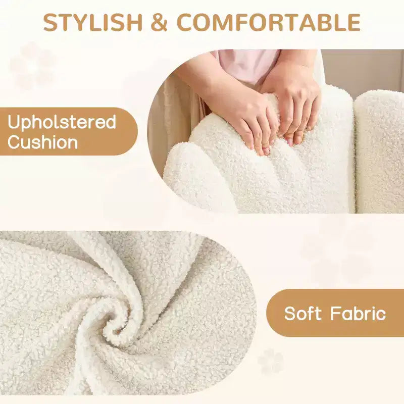 Chaise de coiffeuse rembourrée sans accoudoirs, chaise d'appoint en tissu bouclette pour chambre, dressing ou bureau à domicile