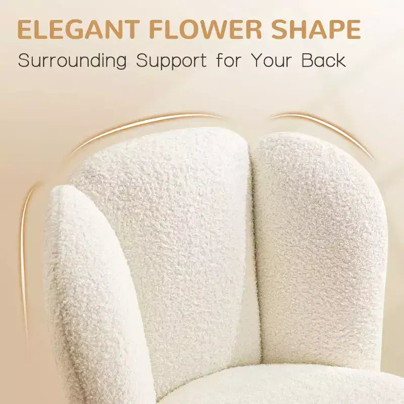 Chaise de coiffeuse rembourrée sans accoudoirs, chaise d'appoint en tissu bouclette pour chambre, dressing ou bureau à domicile