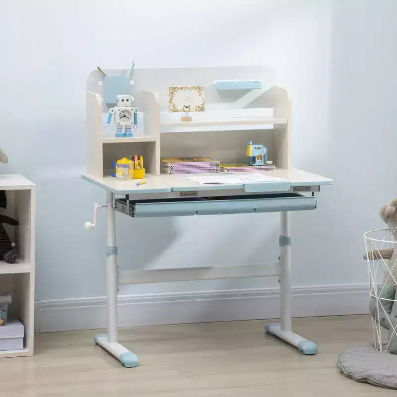 Whisen Kids Adjustable Desk, Student Writing Desk, Kids Tilting Desk with Tilt Desktop, Drawer - Blue