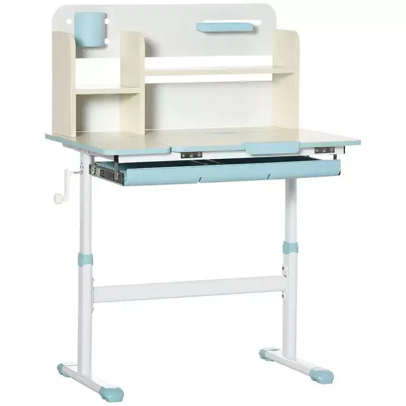 Bureau réglable pour enfants avec plateau inclinable et tiroir - Bleu