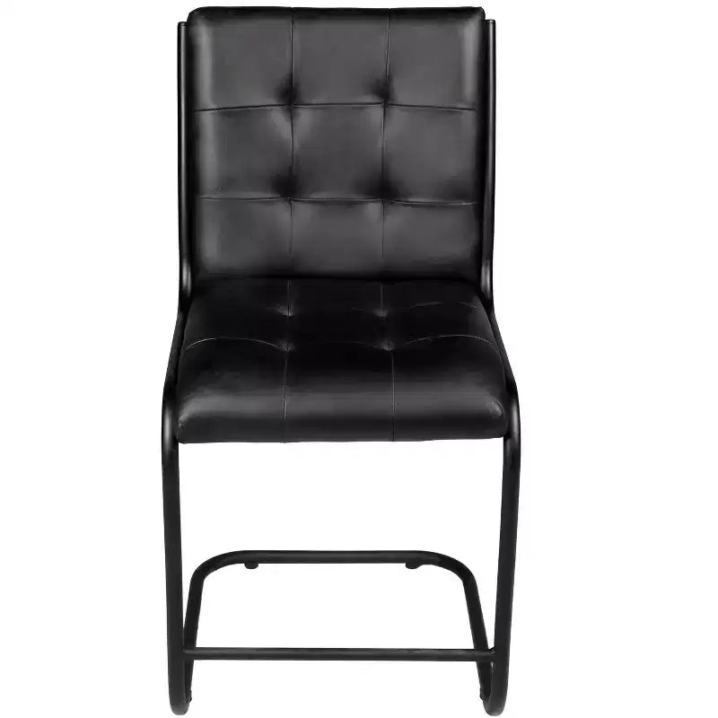 HomeRoots Tufted Black Upholstered Leather Dining Side Chair