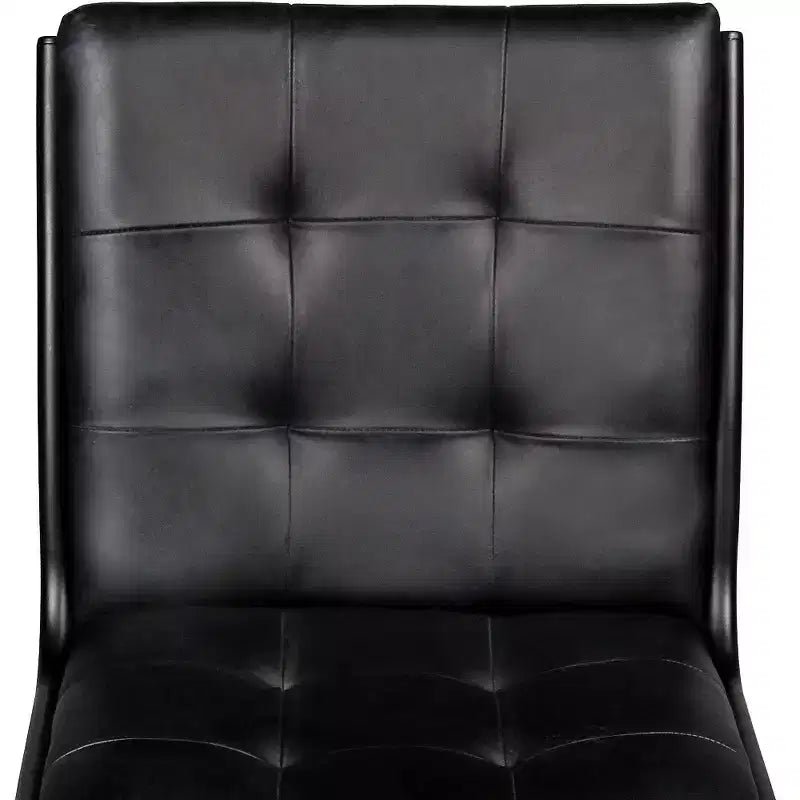 Chaise de salle à manger latérale en cuir noir capitonné