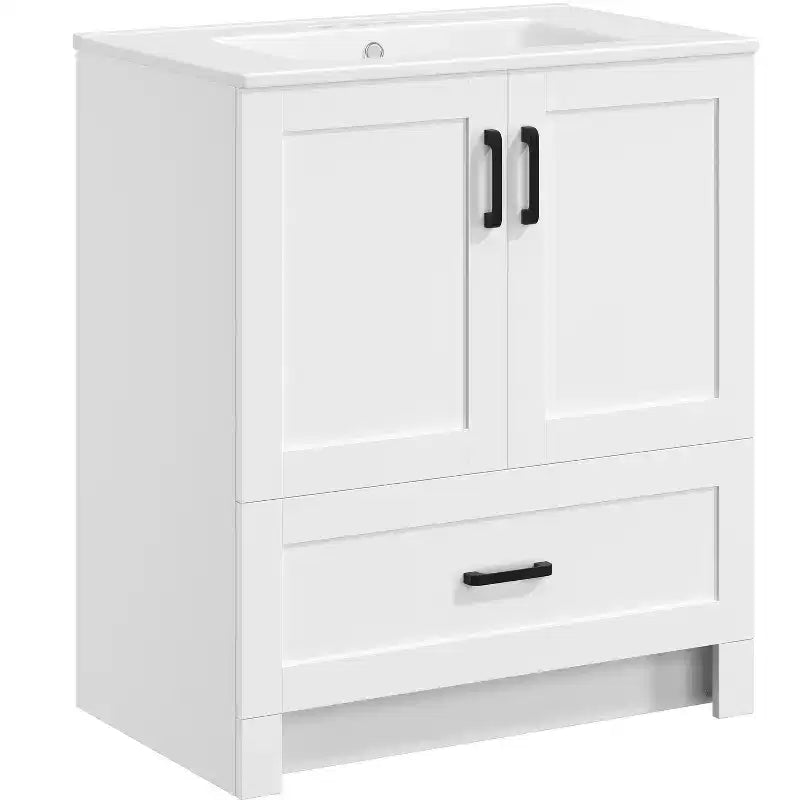 Yaheetech 34inch Tall Modern Freestanding Bathroom Vanity with Sink, White
