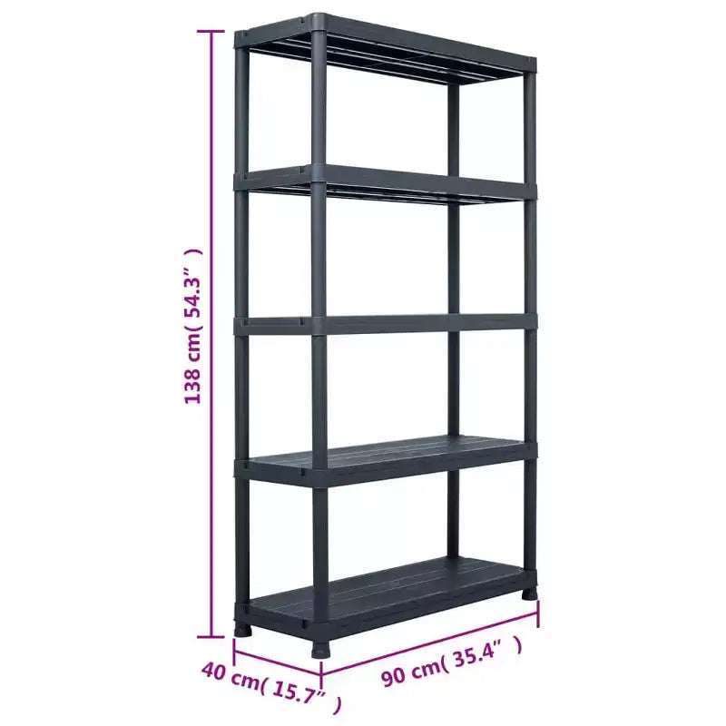 Étagère de rangement noire 220 kg 90x40x138 cm Plastique