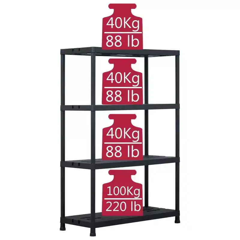 Étagère de rangement noire 220 kg 90x40x138 cm Plastique
