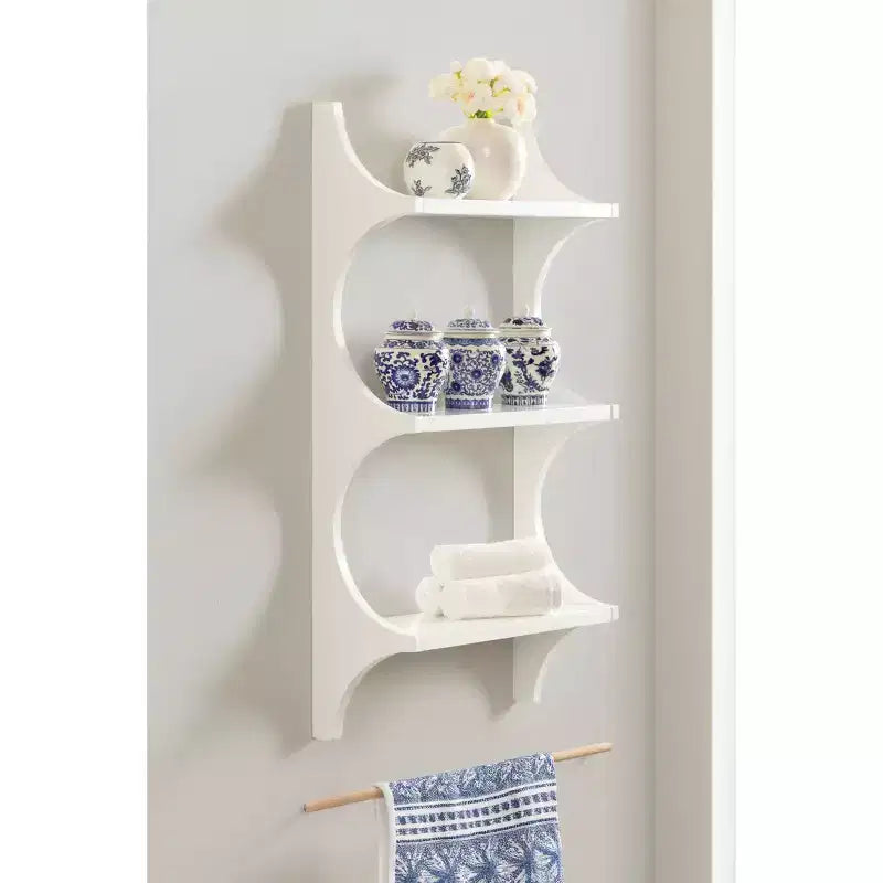 Étagère murale en bois, blanche, 18x6x30