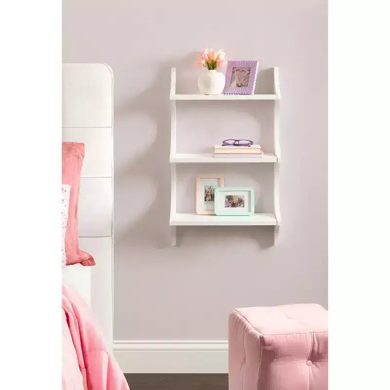 Étagère murale en bois, blanche, 18x6x30