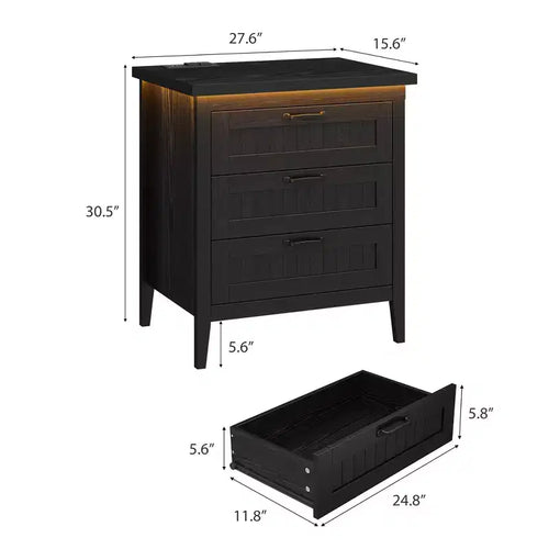 Commode de 3/5/6/8 tiroirs avec lumière LED, commode en bois pour chambre à coucher, placard et salon