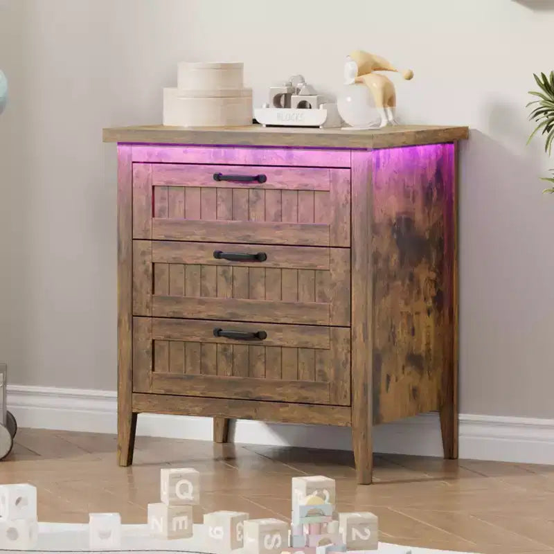 Commode de 3/5/6/8 tiroirs avec lumière LED, commode en bois pour chambre à coucher, placard et salon