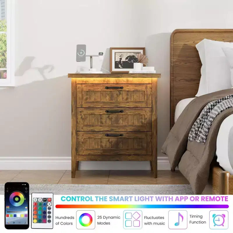 Commode de 3/5/6/8 tiroirs avec lumière LED, commode en bois pour chambre à coucher, placard et salon