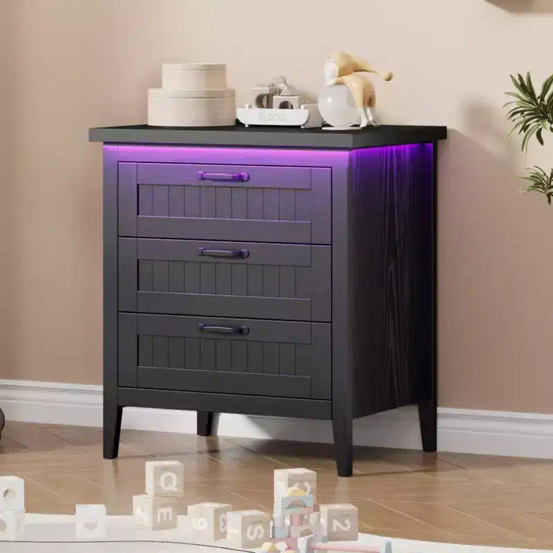 Commode de 3/5/6/8 tiroirs avec lumière LED, commode en bois pour chambre à coucher, placard et salon