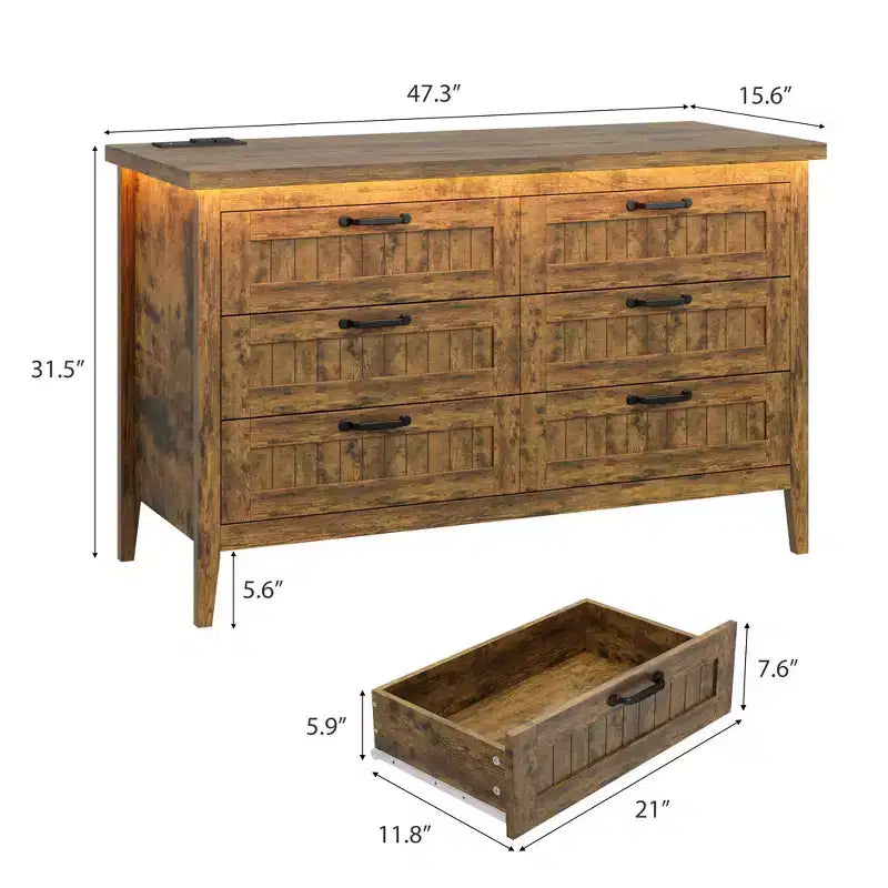 Commode de 3/5/6/8 tiroirs avec lumière LED, commode en bois pour chambre à coucher, placard et salon