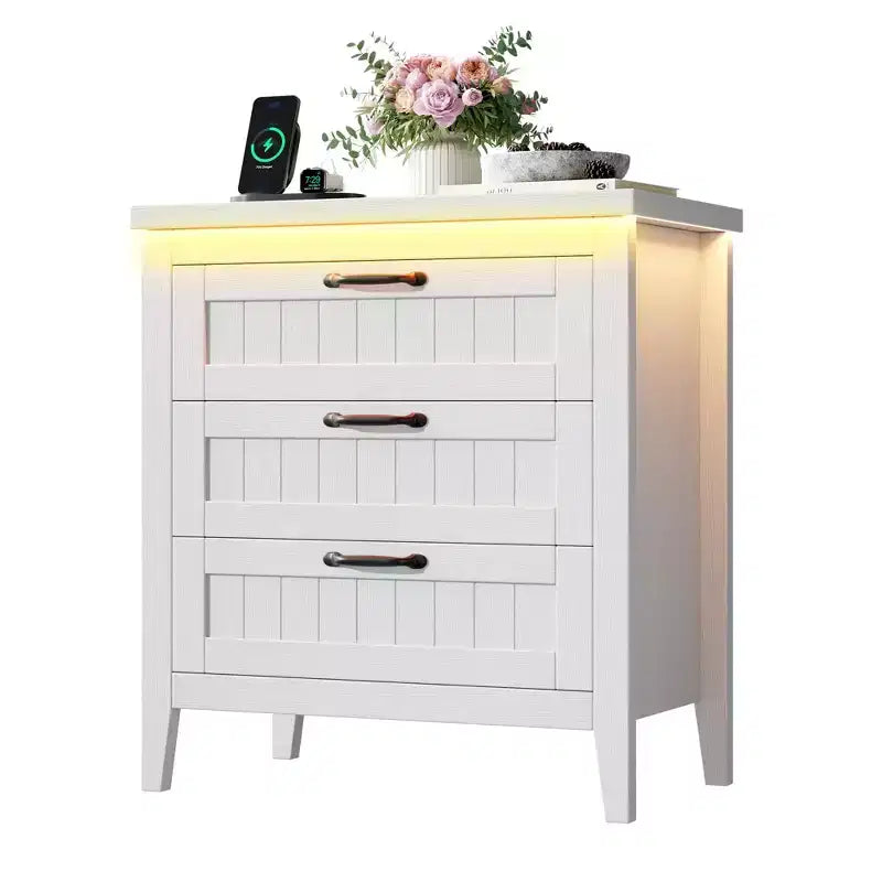 Commode de 3/5/6/8 tiroirs avec lumière LED, commode en bois pour chambre à coucher, placard et salon