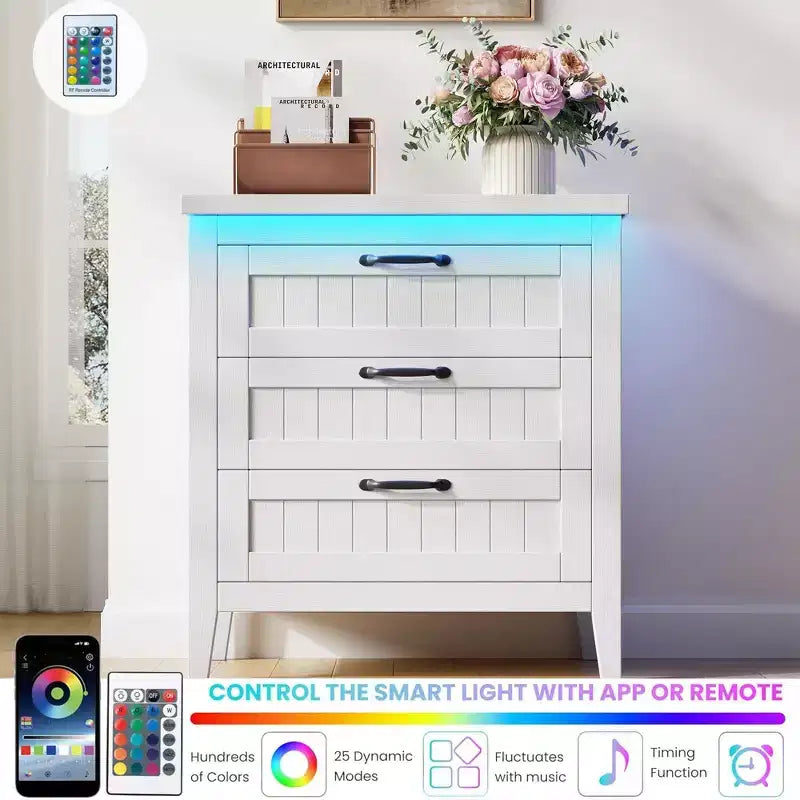 Commode de 3/5/6/8 tiroirs avec lumière LED, commode en bois pour chambre à coucher, placard et salon