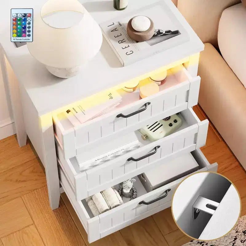 Commode de 3/5/6/8 tiroirs avec lumière LED, commode en bois pour chambre à coucher, placard et salon