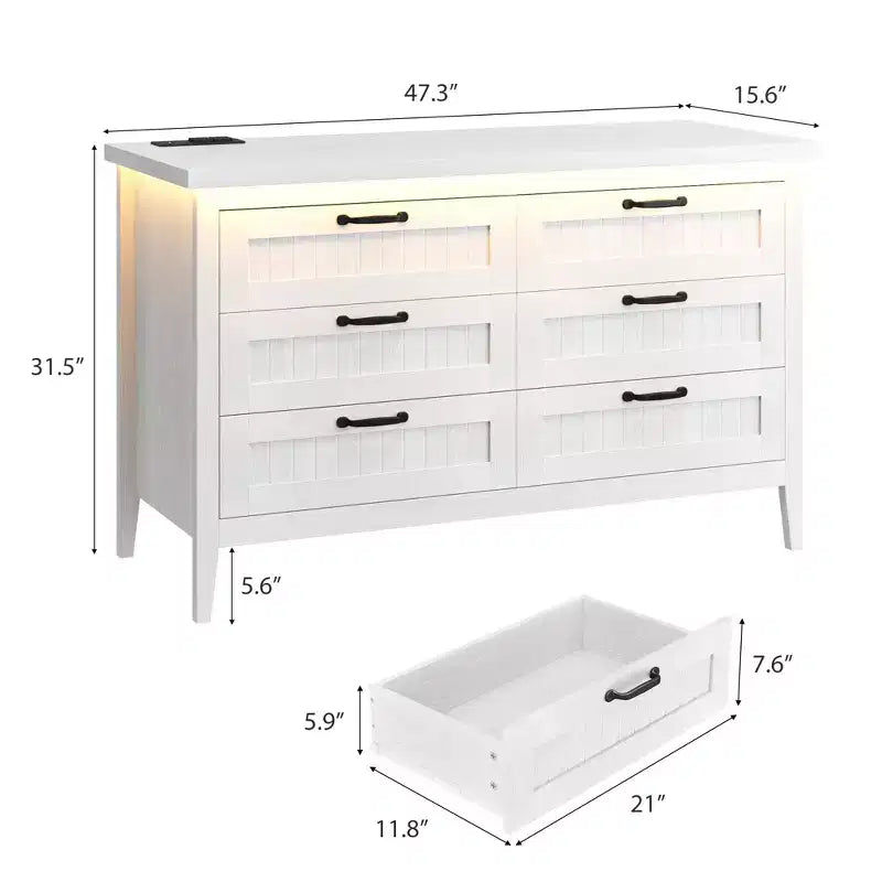 Commode de 3/5/6/8 tiroirs avec lumière LED, commode en bois pour chambre à coucher, placard et salon