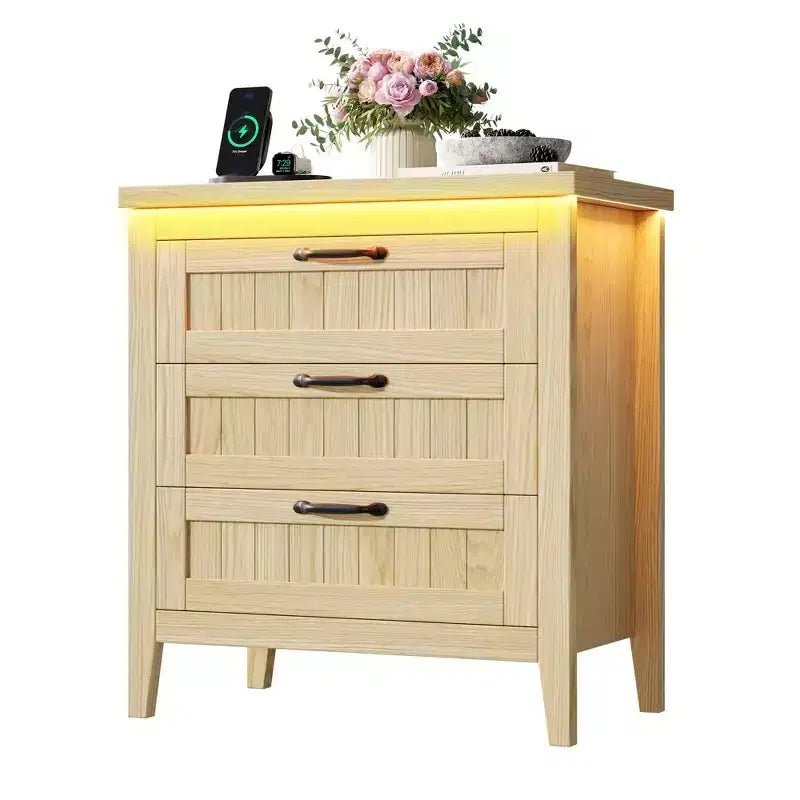 Commode de 3/5/6/8 tiroirs avec lumière LED, commode en bois pour chambre à coucher, placard et salon