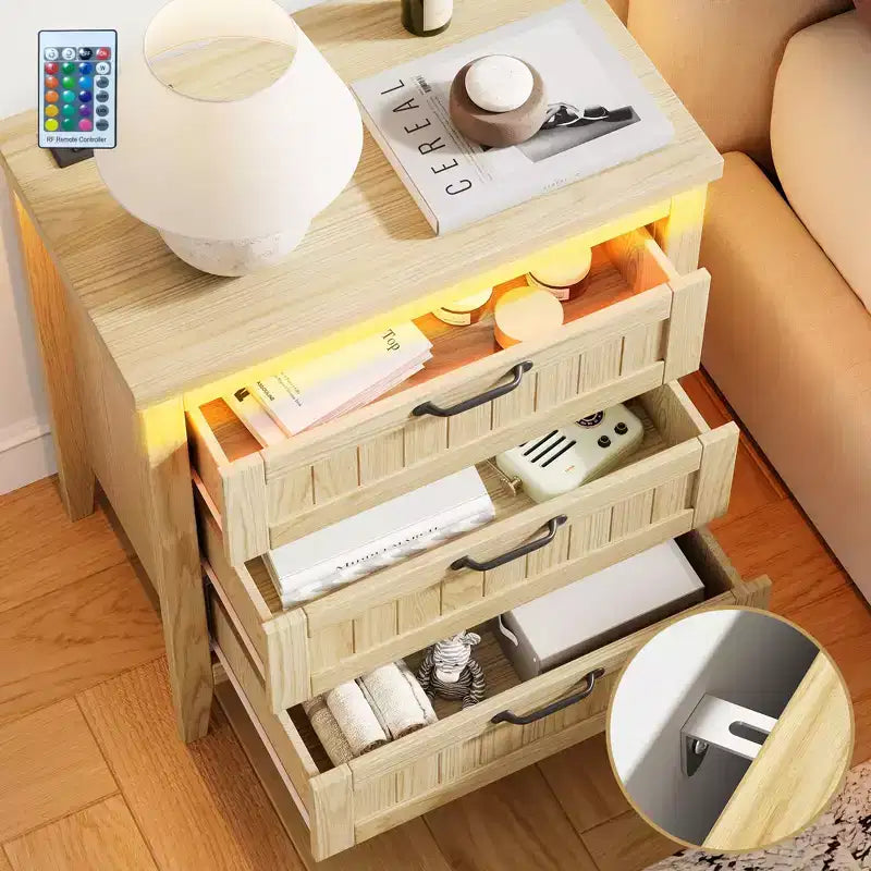 Commode de 3/5/6/8 tiroirs avec lumière LED, commode en bois pour chambre à coucher, placard et salon