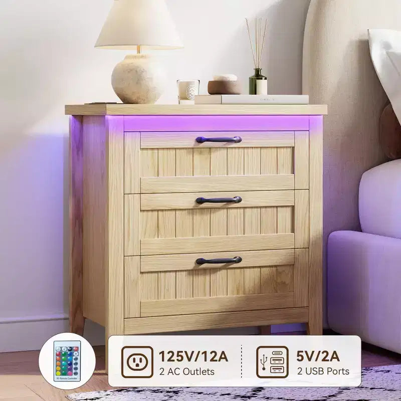 Commode de 3/5/6/8 tiroirs avec lumière LED, commode en bois pour chambre à coucher, placard et salon