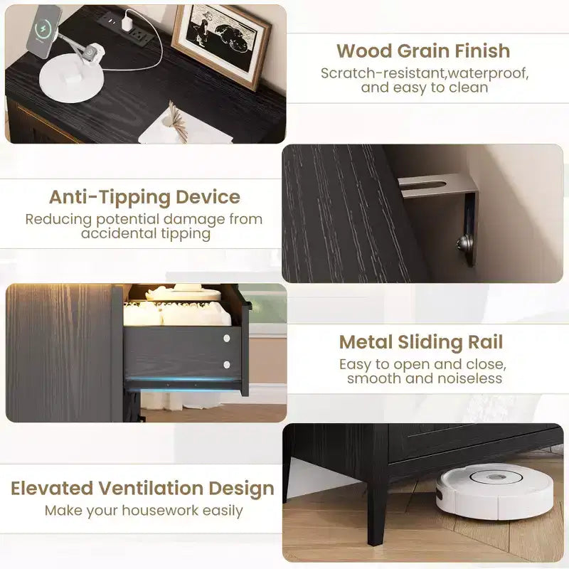 Commode de 3/5/6/8 tiroirs avec lumière LED, commode en bois pour chambre à coucher, placard et salon