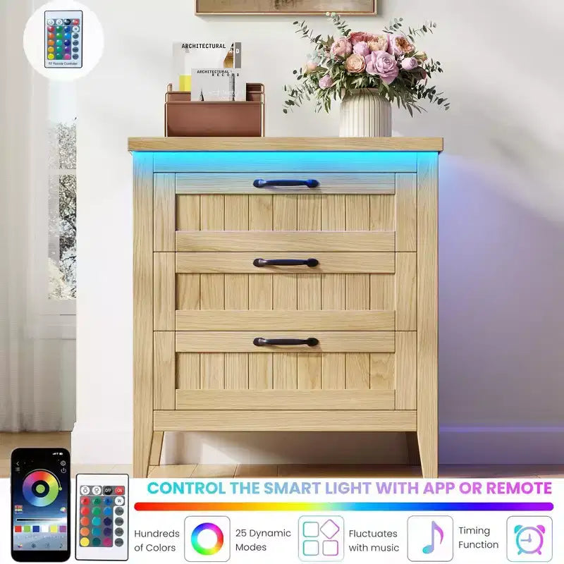Commode de 3/5/6/8 tiroirs avec lumière LED, commode en bois pour chambre à coucher, placard et salon