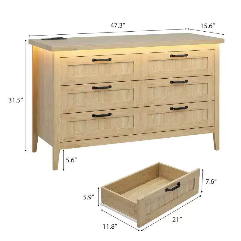 Commode de 3/5/6/8 tiroirs avec lumière LED, commode en bois pour chambre à coucher, placard et salon