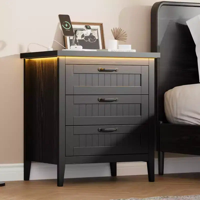 Modern 3/5/6/8 Drawer Dresser w/ LED Light, Small Wooden Nightstand & Chest of Drawers, Storage Organizer Cabinet for Bedroom, Closet & Living Room