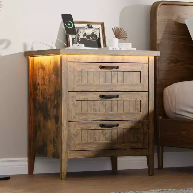 Commode de 3/5/6/8 tiroirs avec lumière LED, commode en bois pour chambre à coucher, placard et salon