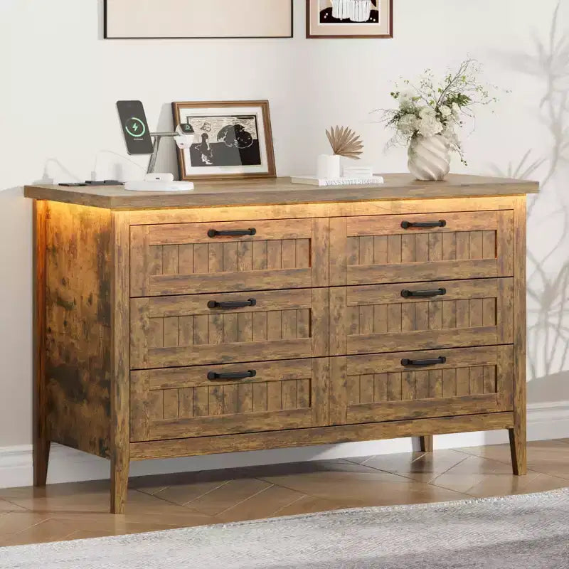 Commode de 3/5/6/8 tiroirs avec lumière LED, commode en bois pour chambre à coucher, placard et salon