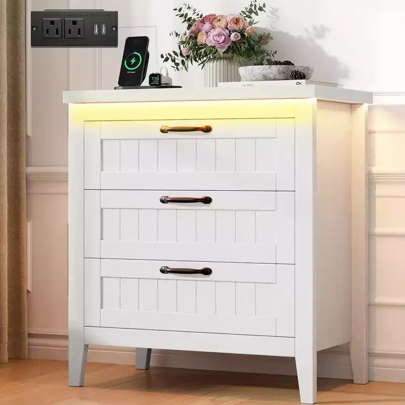 Commode de 3/5/6/8 tiroirs avec lumière LED, commode en bois pour chambre à coucher, placard et salon