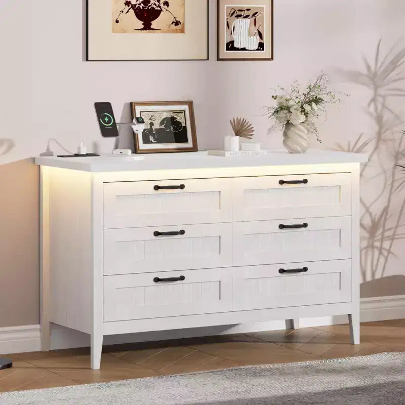 Commode de 3/5/6/8 tiroirs avec lumière LED, commode en bois pour chambre à coucher, placard et salon