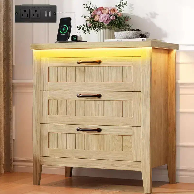 Commode de 3/5/6/8 tiroirs avec lumière LED, commode en bois pour chambre à coucher, placard et salon