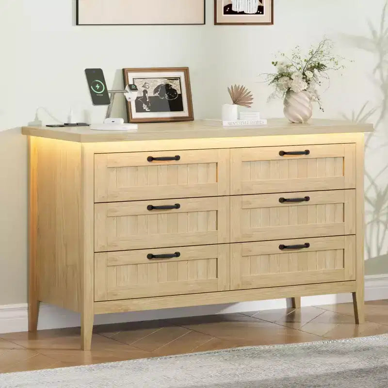 Commode de 3/5/6/8 tiroirs avec lumière LED, commode en bois pour chambre à coucher, placard et salon