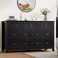 GustoWave Modern 54 Wide Large 7 Drawer Dresser for Bedroom, Entryway, Hallway, Black