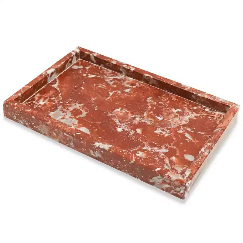 Elegant Natural Marble Jewelry Tray Organizer, Mom's Day Gift Genuine Marble Stone Tray for Vanity Bathroom Home Decor