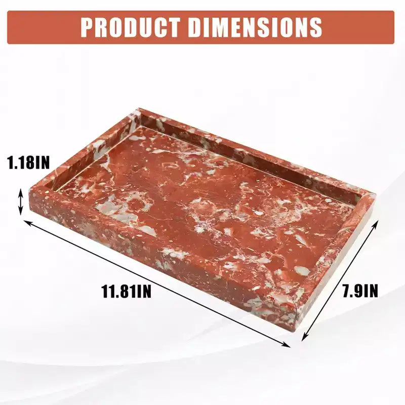 Plateau de rangement à bijoux en marbre naturel – Plateau en pierre de marbre véritable pour coiffeuse, salle de bain et décoration intérieure