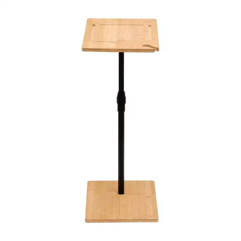 Table d'appoint en bambou réglable en hauteur en forme de C avec fente pour téléphone et support de verre à vin