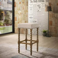 Tabouret de bar rembourré 30" Chêne naturel - Bordure en laiton antique