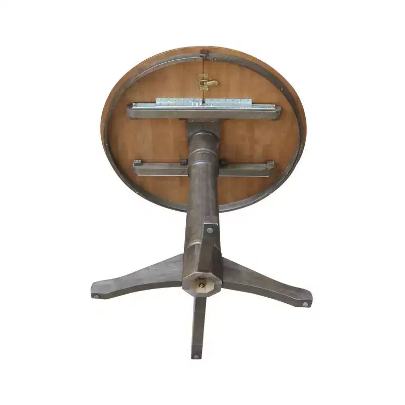 Table à manger à rallonges ronde 36", à abattants, beige/gris charbon délavé