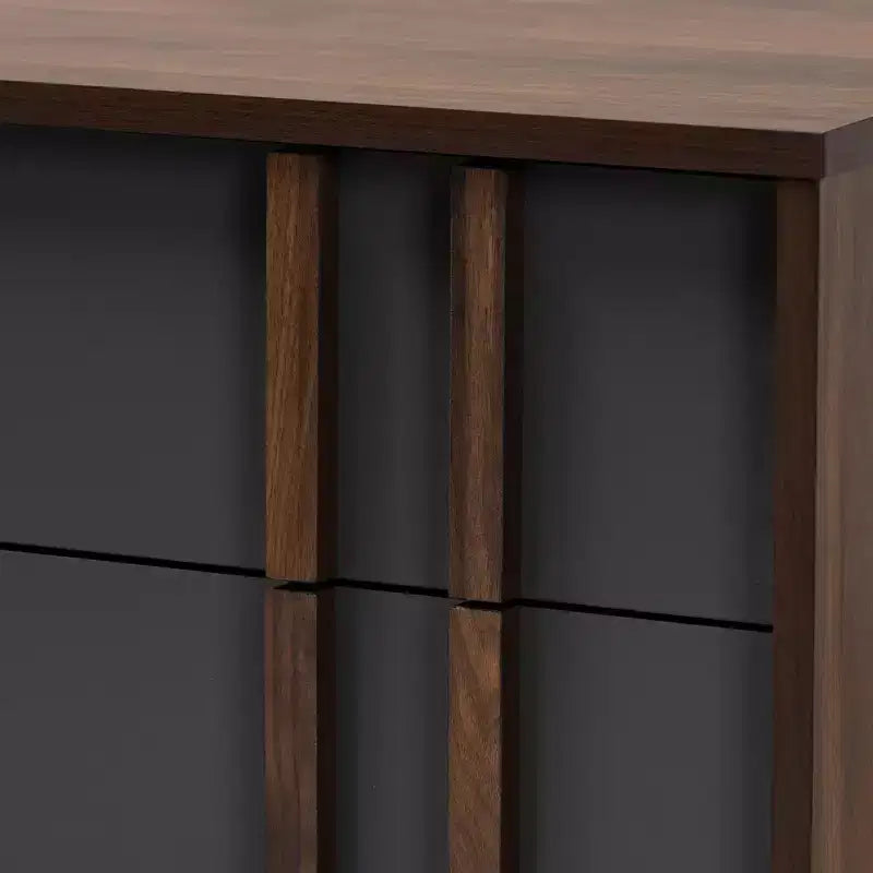 Commode de chambre en bois à 6 tiroirs gris/noyer
