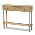 3 Drawer Calvin Wood Entryway Console Table - Baxton Studio