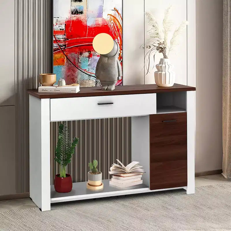 Console-table canapé 48'' avec tiroir, meuble et étagère réglables en hauteur