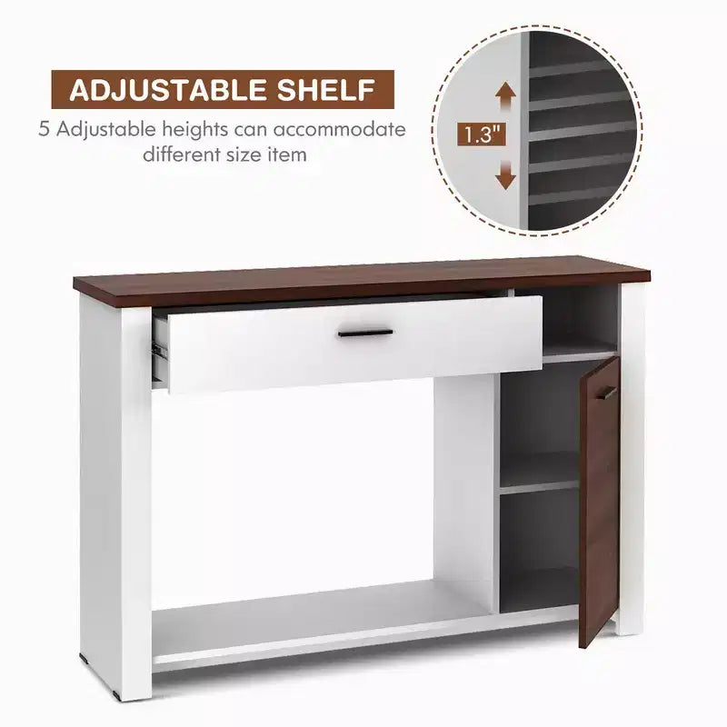 Console-table canapé 48'' avec tiroir, meuble et étagère réglables en hauteur