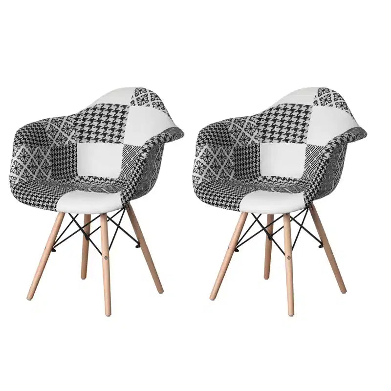 Fauteuil de style Mid-Century Modern en tissu avec pieds en bois de hêtre