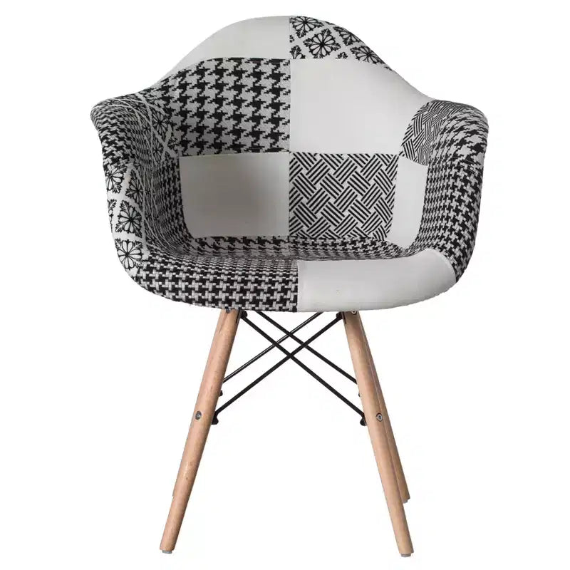 Fauteuil de style Mid-Century Modern en tissu avec pieds en bois de hêtre
