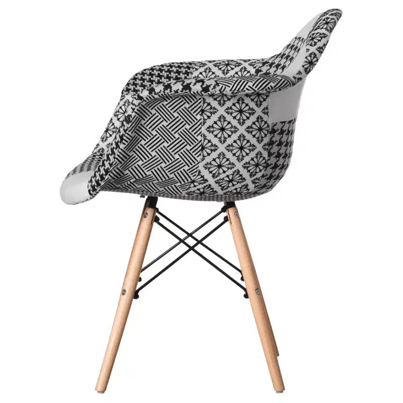 Fauteuil de style Mid-Century Modern en tissu avec pieds en bois de hêtre