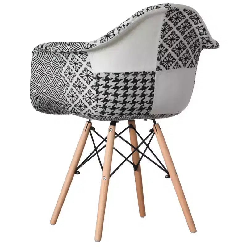 Fauteuil de style Mid-Century Modern en tissu avec pieds en bois de hêtre